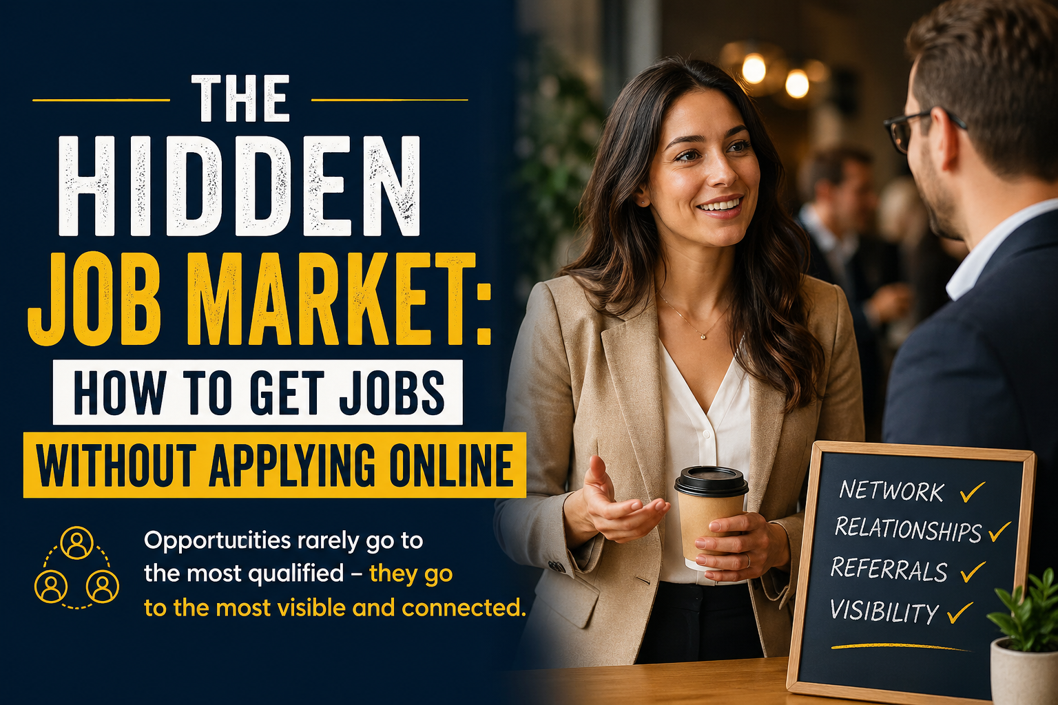 Young professional networking and using LinkedIn to access the hidden job market and get jobs without applying online