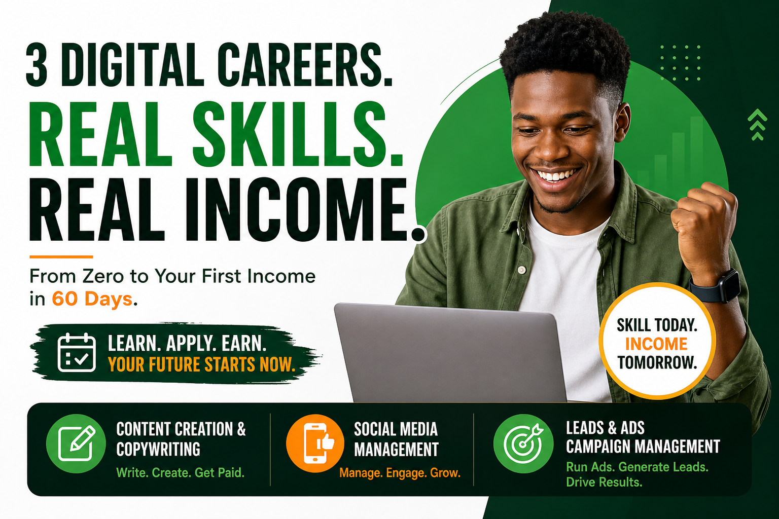 3 digital careers in Nigeria to start earning online in 60 days – content creation, social media management, and ads management
